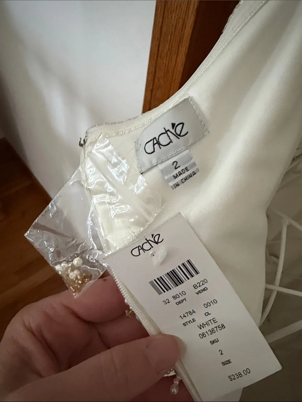 NWT Cach’e Elegant Beaded Waist Evening Dress fully-lined size 2